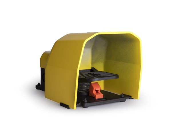 PDK Series Metal Protection 1NO+1NC Stay Put Single Yellow Plastic Foot Switch